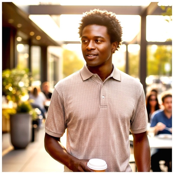 Nicklaus Men’s Classic Polo Shirt. Brown, Tan. Medium - Picture 8 of 8